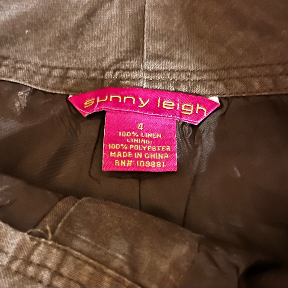 Sunny Leigh Linen Wide Leg Ankle Pants Fully Lined Brown Size 4 - Picture 5 of 9